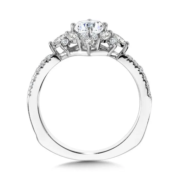 Marquise-Accented Sun Burst Tapered Diamond Halo Engagement Ring Image 2 Legacy Diamond & Gems Sheridan, WY