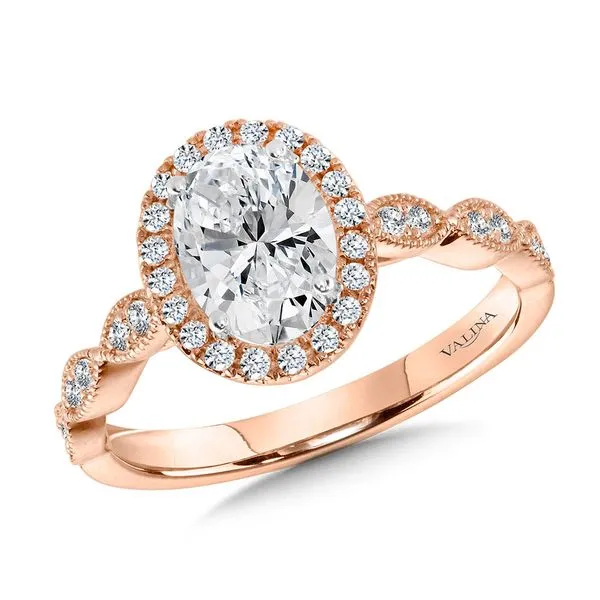 Scalloped & Milgrain Oval Halo Engagement Ring Legacy Diamond & Gems Sheridan, WY