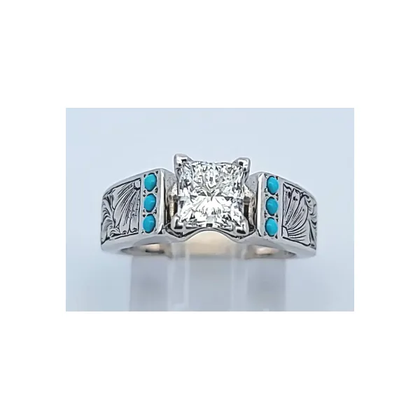 Diamond and Turquoise Cathedral Style Engagement Ring Legacy Diamond & Gems Sheridan, WY