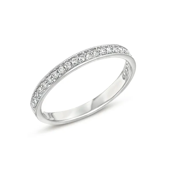 Diamond Bead Set Wedding Band 14K White Gold similar item image