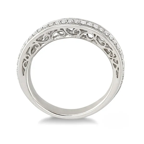 Diamond Bead Set Wedding Band 14K White Gold Image 2 Legacy Diamond & Gems Sheridan, WY
