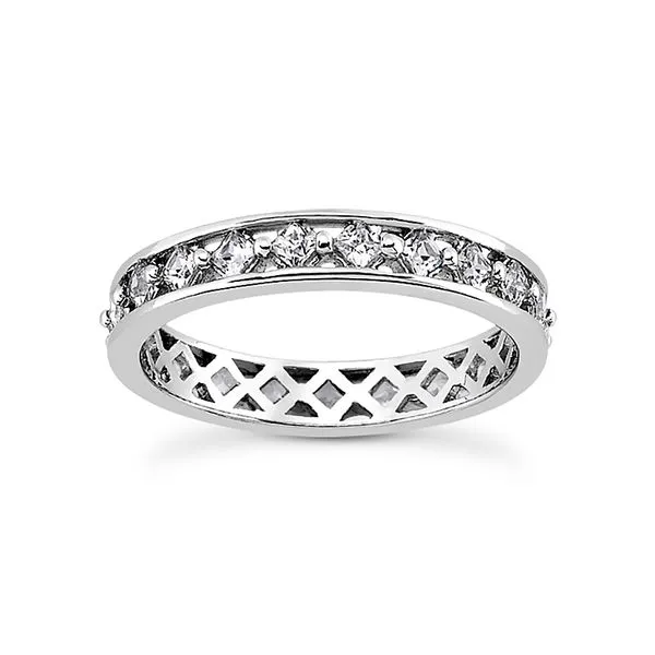 14K White Gold Diamond Channel and Prong Set Eternity Wedding Band Legacy Diamond & Gems Sheridan, WY