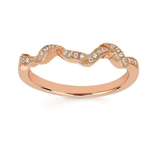 Diamond Bead Set Wedding Band with Millgrain in 14K Rose Gold Legacy Diamond & Gems Sheridan, WY