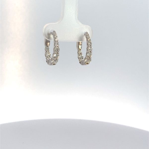 14 Karat White Gold 1 CTW Diamond Huggie Earrings Image 2 Leitzel's Jewelry Myerstown, PA