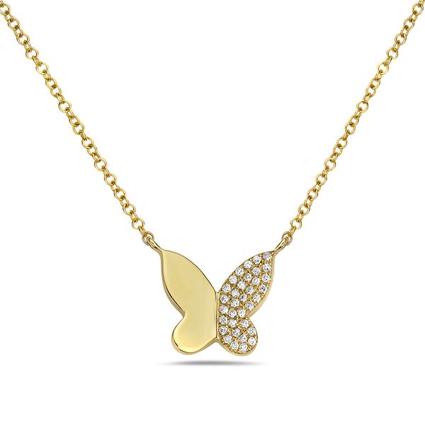 14K Yellow Gold Butterfly Diamond Necklace Leitzel's Jewelry Myerstown, PA