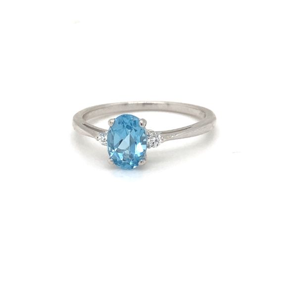 14Kt White Gold Blue Topaz Ring with Diamond Accents Leitzel's Jewelry Myerstown, PA