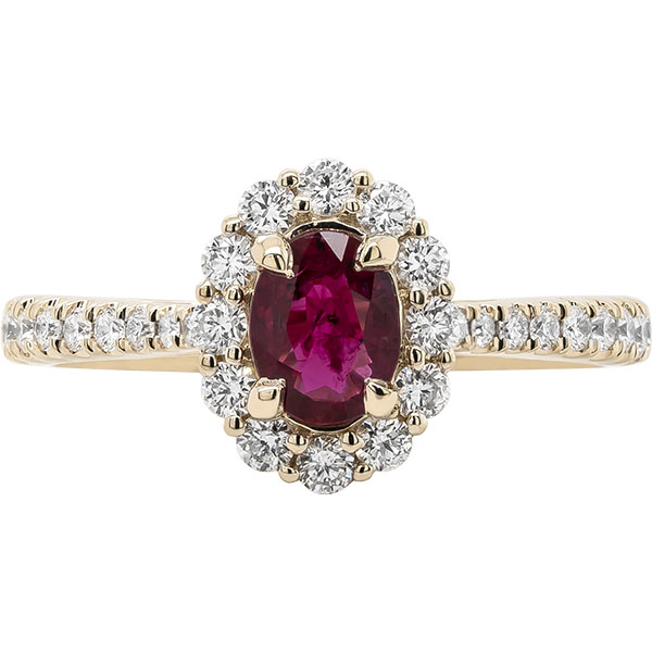 14Kt Yellow Gold Ruby Halo Fashion Ring Leitzel's Jewelry Myerstown, PA