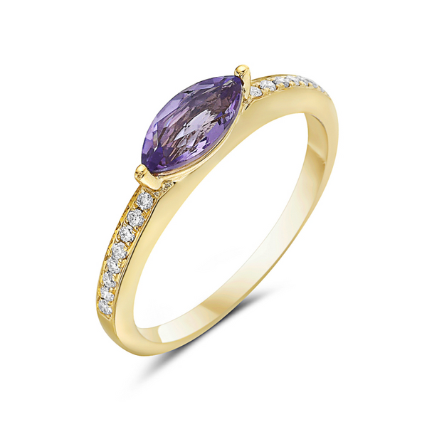 14Kt Yellow Gold East to West Amethyst Marquise Ring Leitzel's Jewelry Myerstown, PA