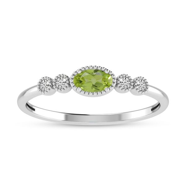 14K White Gold Oval Peridot Vintage Inspired Ring Leitzel's Jewelry Myerstown, PA