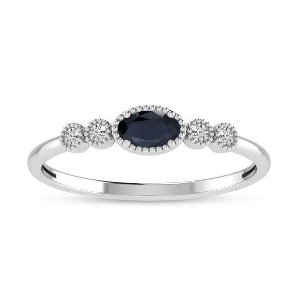 14Kt White Gold Sapphire Fashion Ring with Diamond Accents Leitzel's Jewelry Myerstown, PA