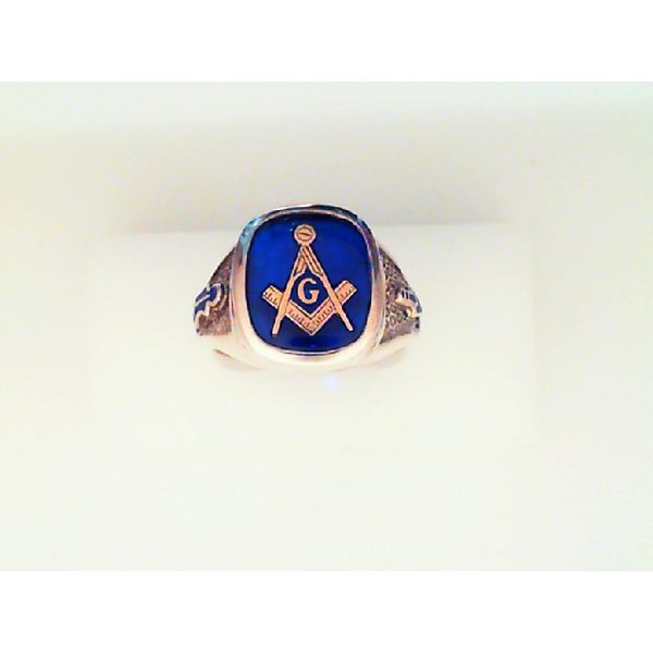 Sterling Silver Masonic Ring with Blue Stone Leitzel's Jewelry Myerstown, PA