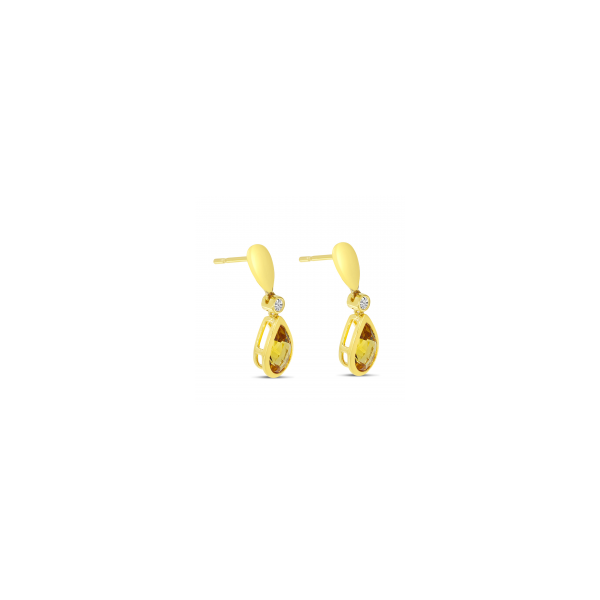 14Kt Yellow Gold Citrine Earrings with Diamond Accents Image 2 Leitzel's Jewelry Myerstown, PA