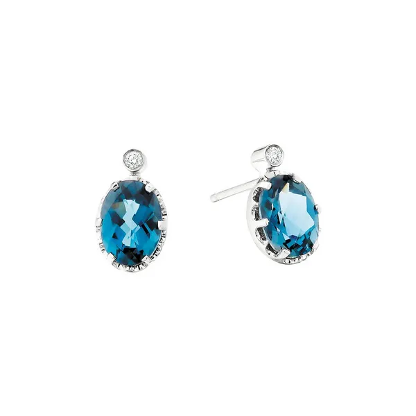 London Blue Topaz Earrings in 14K White Gold Leitzel's Jewelry Myerstown, PA