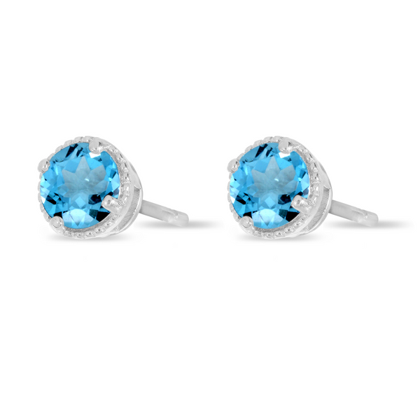 14Kt White Gold Blue Topaz Stud Earrings Image 2 Leitzel's Jewelry Myerstown, PA