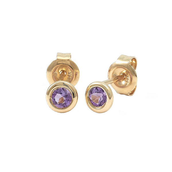 14Kt Yellow Gold Amethyst Stud Earrings Leitzel's Jewelry Myerstown, PA
