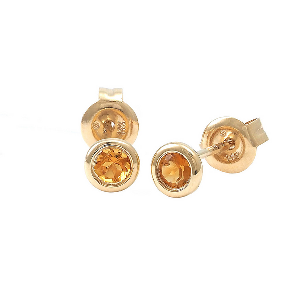14kt Yellow Gold Citrine Bezel Set Stud Earrings Leitzel's Jewelry Myerstown, PA