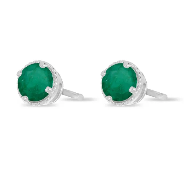 Emerald Stud Earrings in 14K White Gold Image 2 Leitzel's Jewelry Myerstown, PA