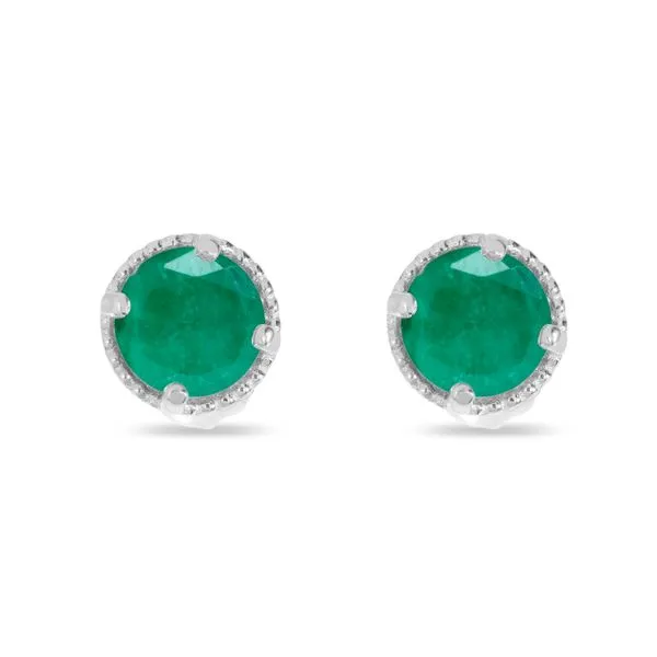 Emerald Stud Earrings in 14K White Gold Leitzel's Jewelry Myerstown, PA