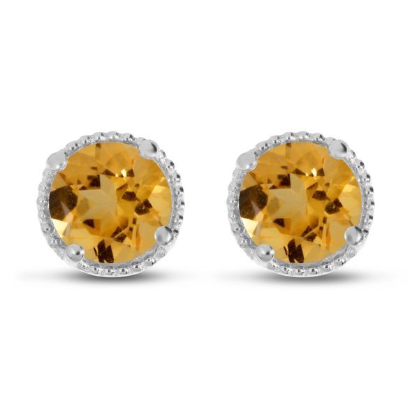 Citrine Stud Earrings in 14Kt White Gold Leitzel's Jewelry Myerstown, PA