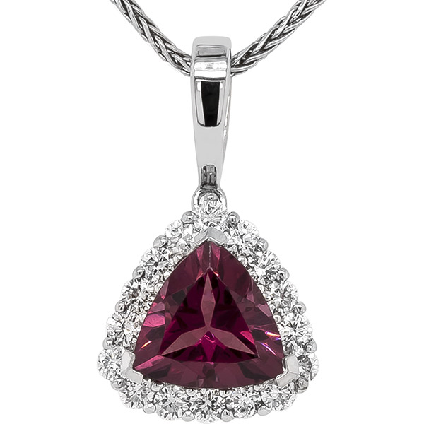 14K White Gold Rhodolite Garnet Diamond Pendant Leitzel's Jewelry Myerstown, PA