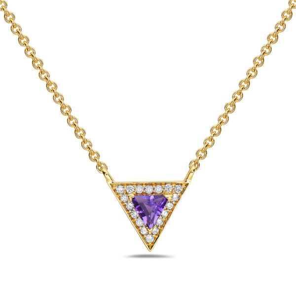 14K Yellow Gold Amethyst and Diamond Geometric Necklace Leitzel's Jewelry Myerstown, PA