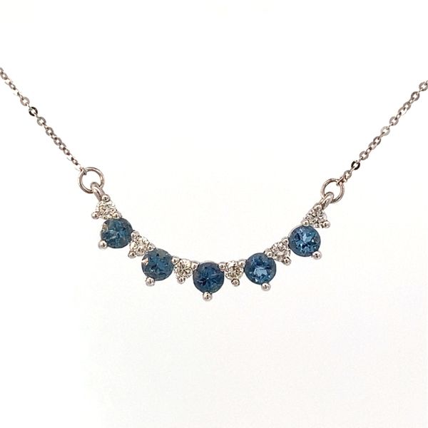 Diamond and Aquamarine Bar Necklace Leitzel's Jewelry Myerstown, PA