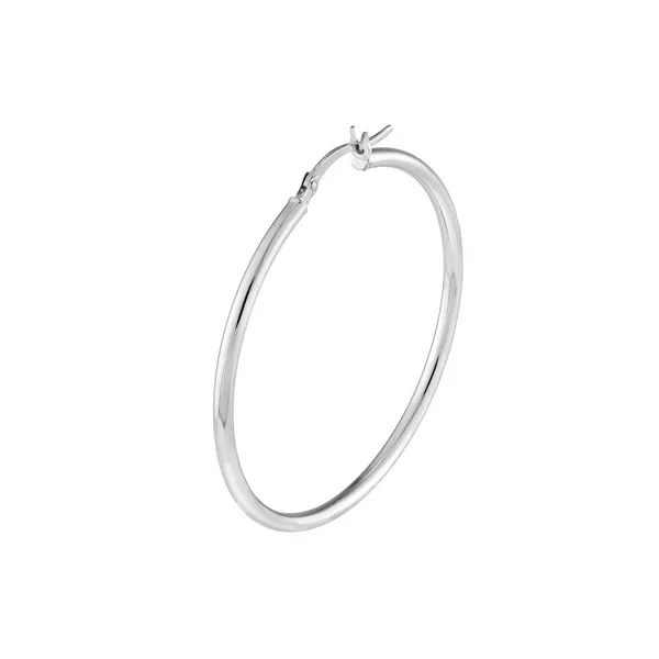 Rhodium Finished Hoop Earrings in 10Kt White Gold Image 4 Leitzel's Jewelry Myerstown, PA