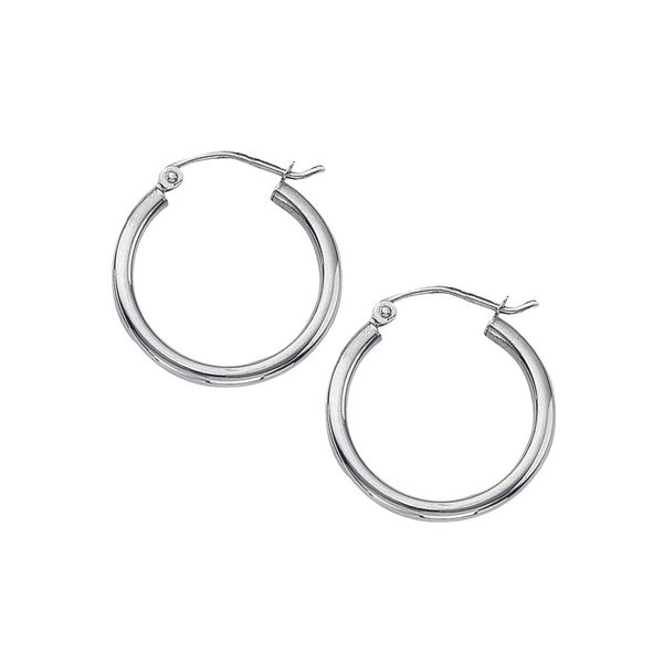 14K White Gold Polished Hoop Earrings Leitzel's Jewelry Myerstown, PA
