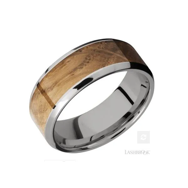 Men's Titanium Whiskey Barrel Hardwood Inlay Wedding Band Leitzel's Jewelry Myerstown, PA