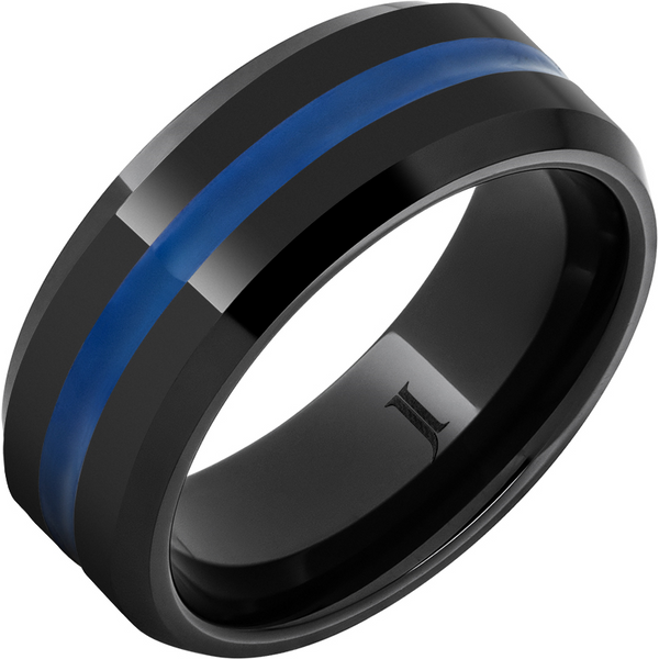 Black Diamond Ceramic Blue Line Wedding Band Leitzel's Jewelry Myerstown, PA