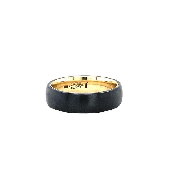 Black Ceramic Dome Hidden 10kt Gold Wedding Band Leitzel's Jewelry Myerstown, PA