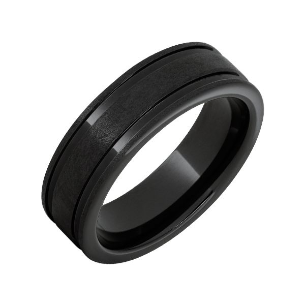 Black Ceramic Grooved Wedding Band Leitzel's Jewelry Myerstown, PA
