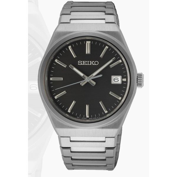 Seiko Stainless Steel Dress Watch with Grey Textured Dial Leitzel's Jewelry Myerstown, PA