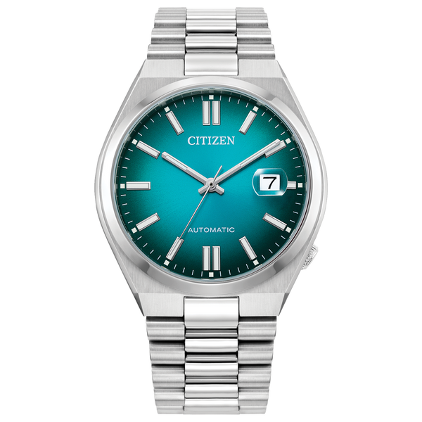 Stainless Steel Citizen Automatic Men's Dress Watch with Teal Dial Leitzel's Jewelry Myerstown, PA