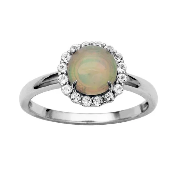 Samuel B. Sterling Silver Ethiopian Opal White Topaz Ring Leitzel's Jewelry Myerstown, PA
