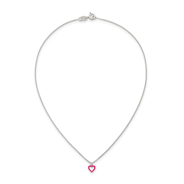 Sterling Silver Pink Enamel Heart Necklace  Leitzel's Jewelry Myerstown, PA