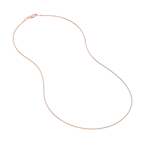 Rose Gold Plated Sterling Silver Box Chain Leitzel's Jewelry Myerstown, PA