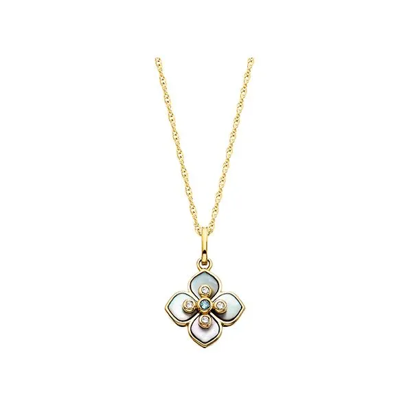 Mother-of-Pearl Clover Pendant in Yellow Gold Vermeil Sterling Silver Leitzel's Jewelry Myerstown, PA