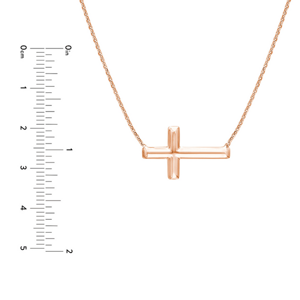 Rose Gold Plated Sterling Silver Sideways Cross Necklace Image 4 Leitzel's Jewelry Myerstown, PA
