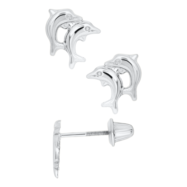 Sterling Silver Double Dolphin Stud Earrings Leitzel's Jewelry Myerstown, PA