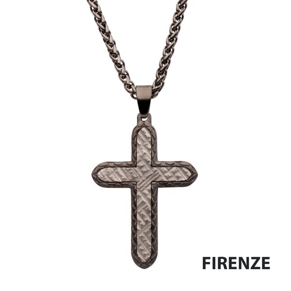 Gun Metal Cross Pendant with Chain Leitzel's Jewelry Myerstown, PA