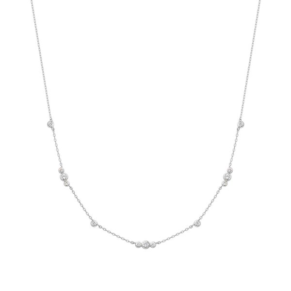 Sterling Silver Cubic Zirconia Station Necklace Leitzel's Jewelry Myerstown, PA