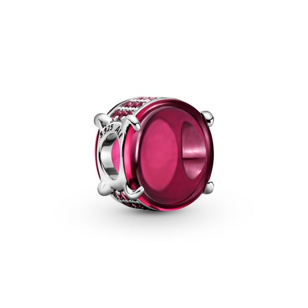 Sterling Silver Pandora Fuchsia Rose Oval Cabochon Charm Leitzel's Jewelry Myerstown, PA