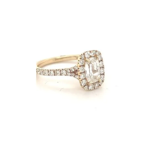 14Kt Yellow Gold Cushion .75CTTW Engagement Ring with Diamonds on the Mounting .59CTTW Image 2 Lennon's W.B. Wilcox Jewelers New Hartford, NY