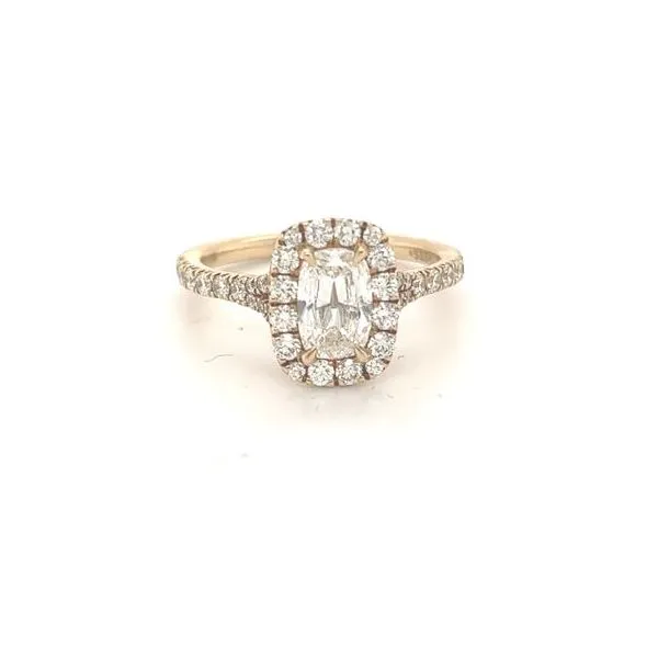 14Kt Yellow Gold Cushion .75CTTW Engagement Ring with Diamonds on the Mounting .59CTTW Lennon's W.B. Wilcox Jewelers New Hartford, NY