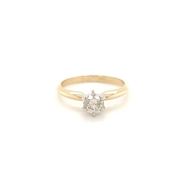 Lady's Yellow 14 Karat Engagement Ring one 0.49ct Round Diamond K SI1 Lennon's W.B. Wilcox Jewelers New Hartford, NY