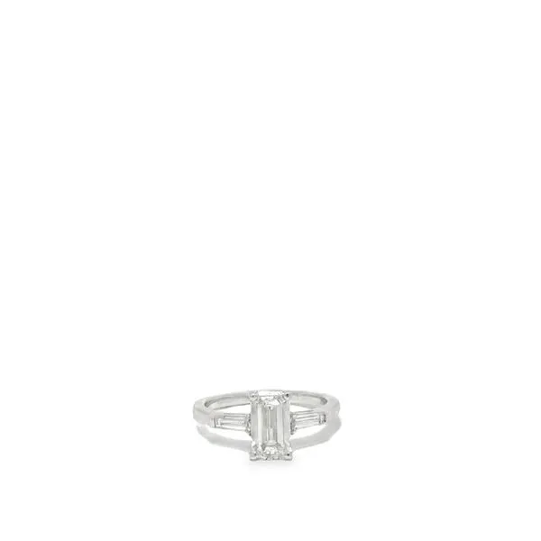 14Kt White Gold Three Stone Engagement ring 1.52CTTW Emerald Cut Diamond Lennon's W.B. Wilcox Jewelers New Hartford, NY