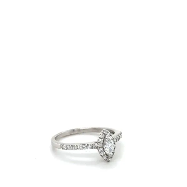 14Kt White Gold Engagement Marquise Center Stone in Mounting with Diamond Halo and on Band Image 2 Lennon's W.B. Wilcox Jewelers New Hartford, NY