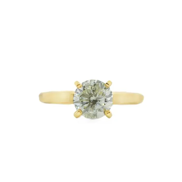 Yellow 14 Karat Engagement Ring With One 0.96Ct Round Top Light Brown I2 Diamond Lennon's W.B. Wilcox Jewelers New Hartford, NY