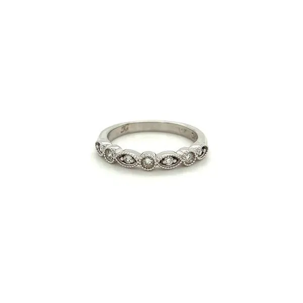 14Kt White Gold Diamond Alternating Wedding Band Lennon's W.B. Wilcox Jewelers New Hartford, NY